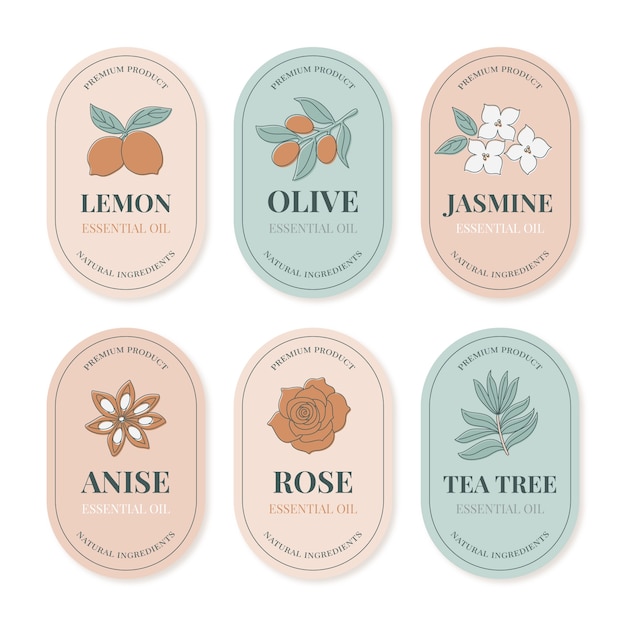 Free vector hand drawn muted colors label collection
