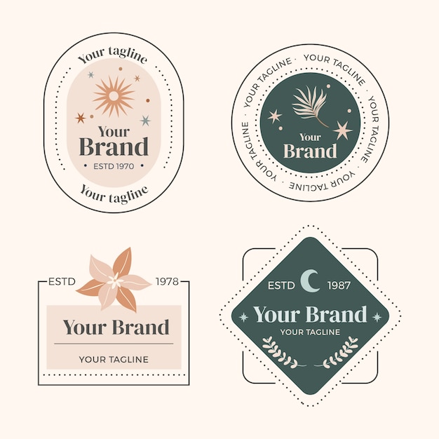 Hand drawn muted colors logo collection