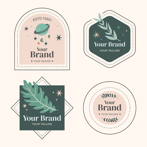 Free vector hand drawn muted colors logo collection