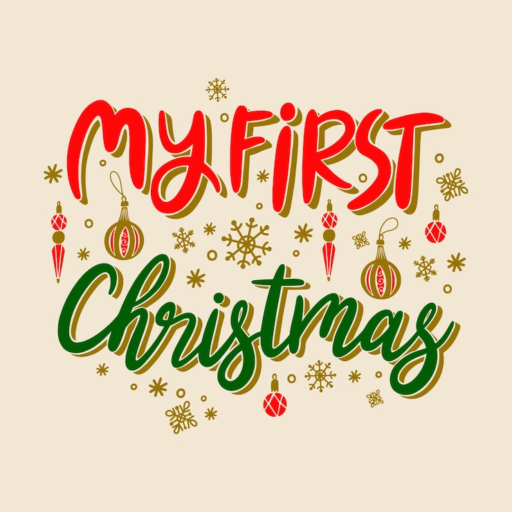 मुफ़्त वेक्टर hand drawn my first christmas lettering