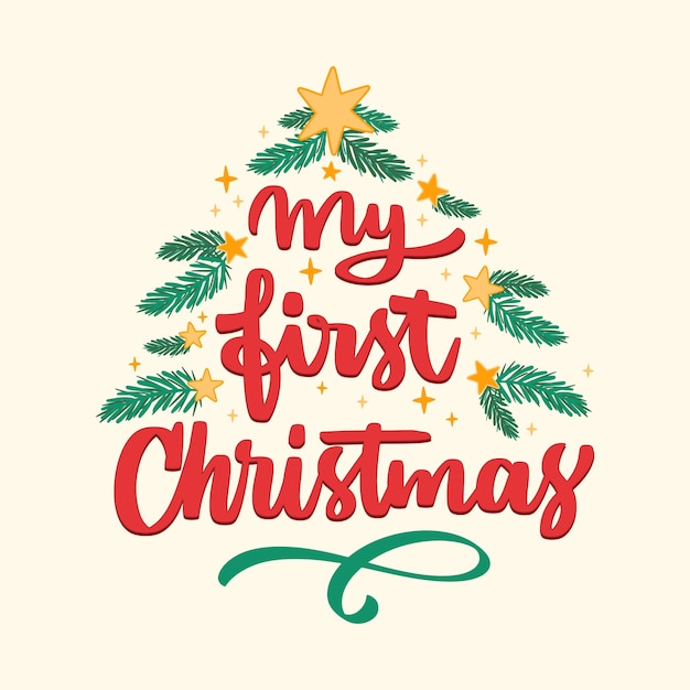 Free vector hand drawn my first christmas lettering