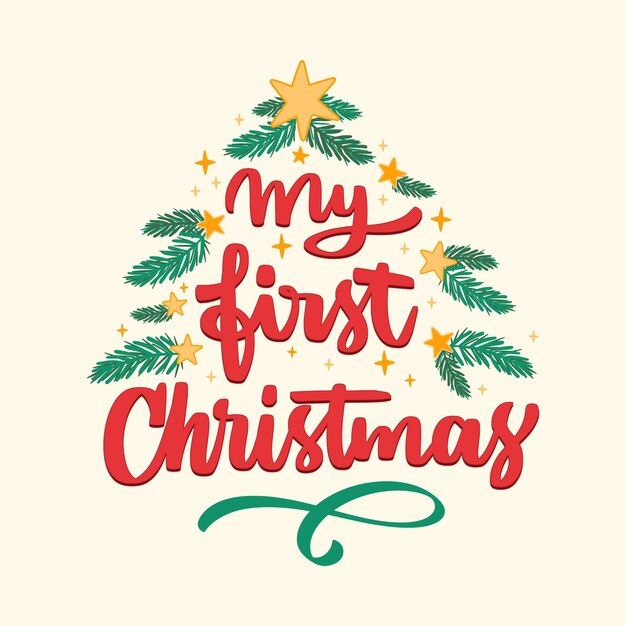 Hand drawn my first christmas lettering