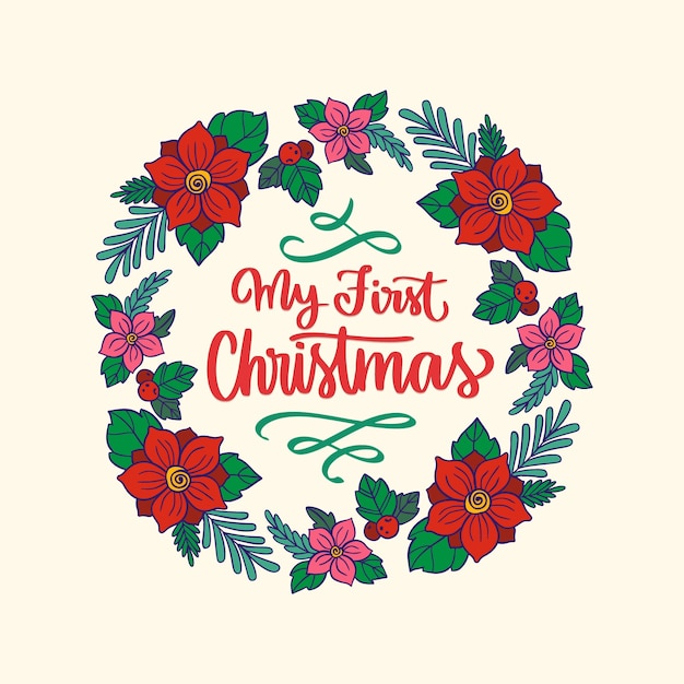 Hand drawn my first christmas lettering