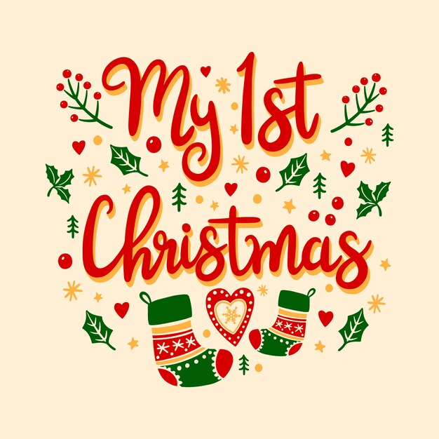 Hand drawn my first christmas lettering