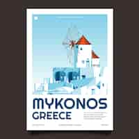 Free vector hand drawn mykonos poster template