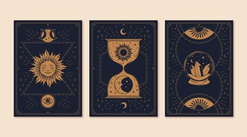 Free vector hand drawn mystical tarot card collection
