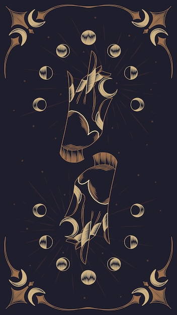 Free vector hand drawn mystical tarot mobile wallpaper