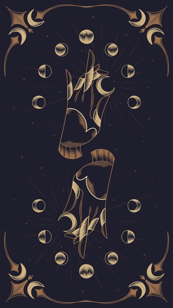 hand drawn mystical tarot mobile wallpaper