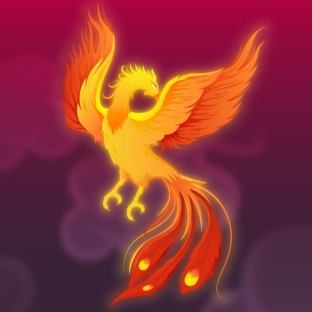 Free vector hand drawn mythical phoenix