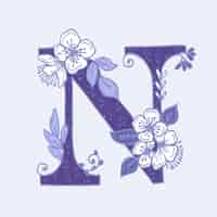Бесплатное векторное изображение Нарисованная вручную буква с логотипом n