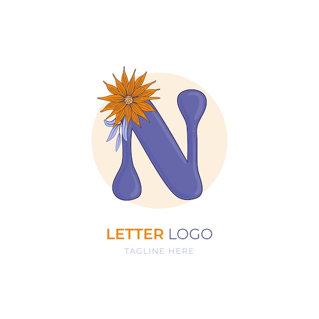 Hand drawn n logo template