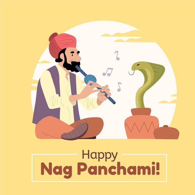 Hand drawn nag panchami illustration