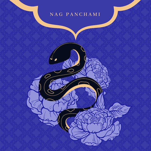 무료 벡터 손으로 그린 nag panchami 그림