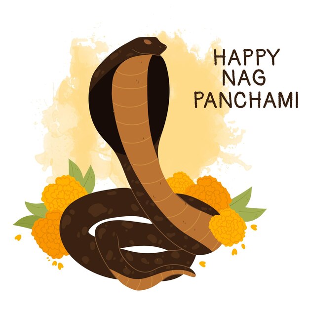 손으로 그린 nag panchami 그림