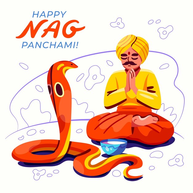 손으로 그린 nag panchami 그림