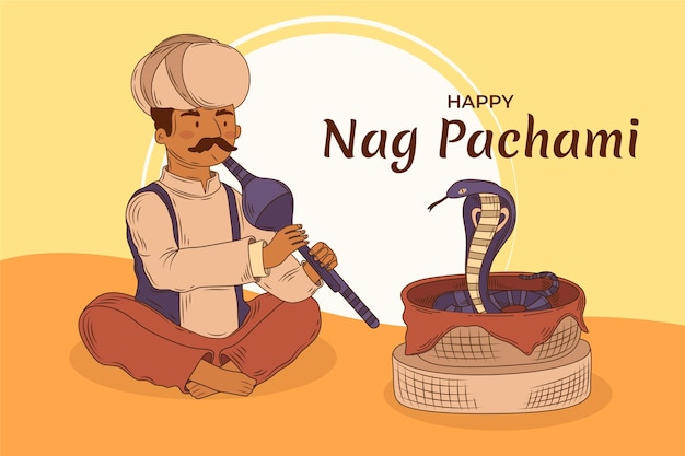 손으로 그린 nag panchami 그림