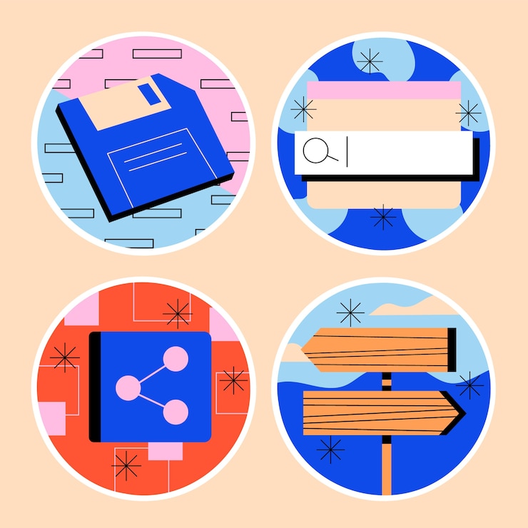 Free Vector hand drawn naive mobile app sticker set