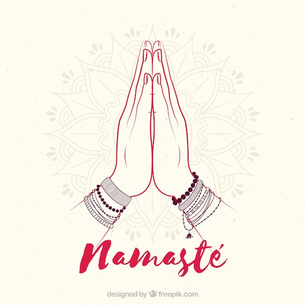 Hand drawn namaste gesture