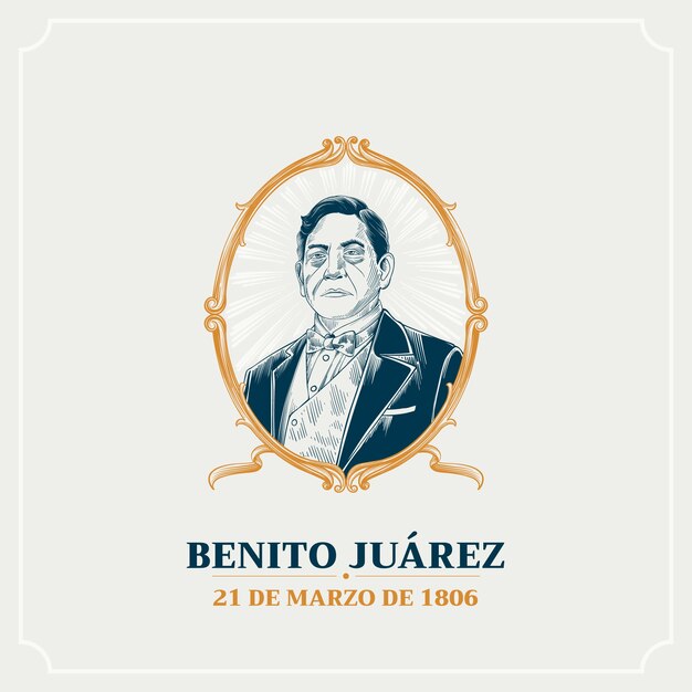 Hand drawn natalicio de benito juarez illustration