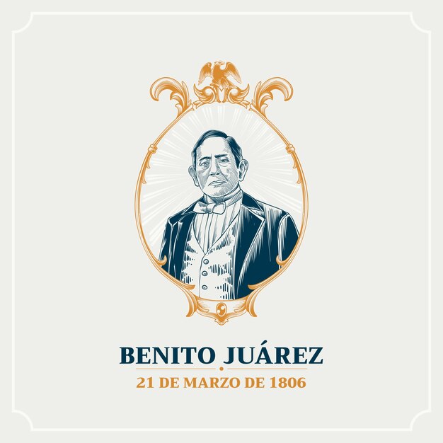 Hand drawn natalicio de benito juarez illustration