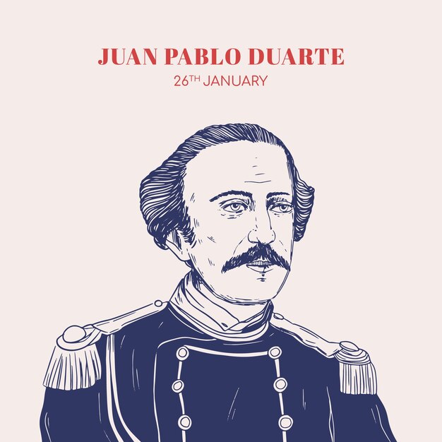 Hand drawn natalicio de juan pablo duarte illustration