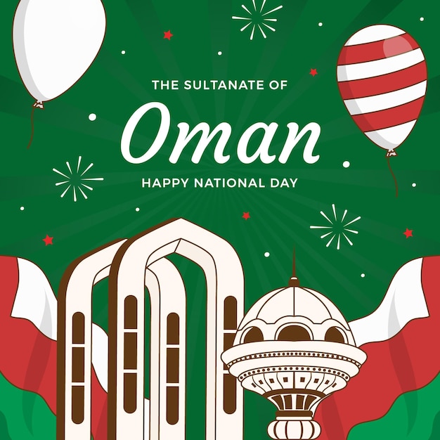 Free vector hand drawn national day of oman background
