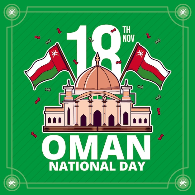 Free vector hand drawn national day of oman illustration