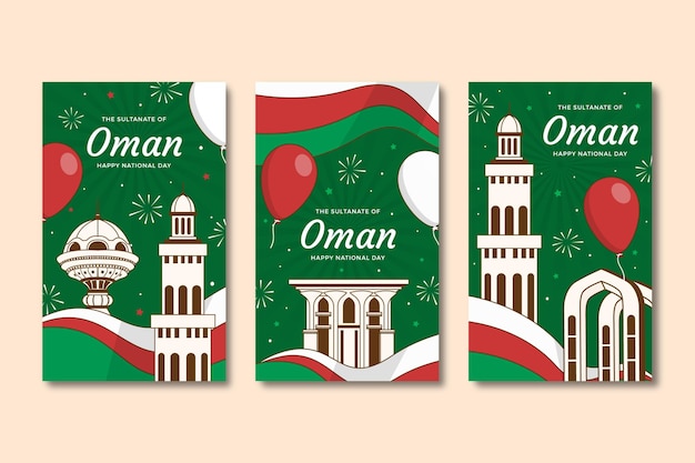 Hand drawn national day of oman instagram stories collection