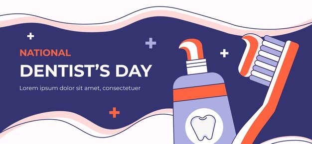 Hand drawn national dentist's day horizontal banner