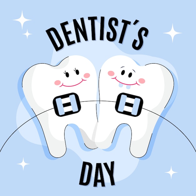 Hand drawn national dentist's day illustration