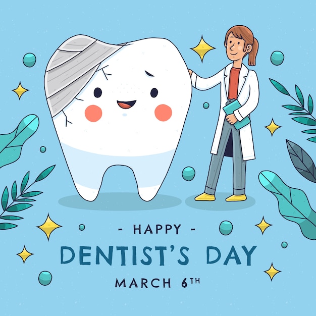 Hand drawn national dentist's day illustration