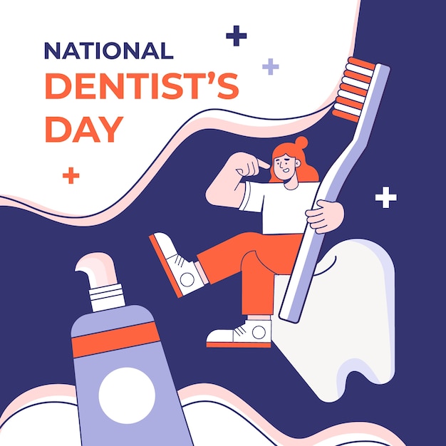 Hand drawn national dentist's day illustration