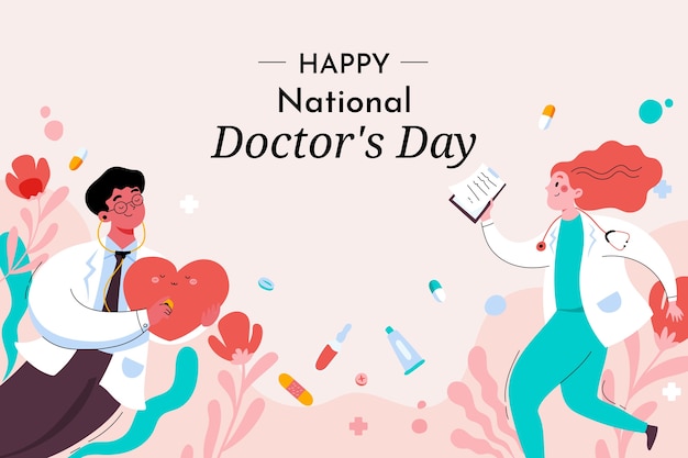 Ручной обращается национальный день врача фон с медиками и цветами