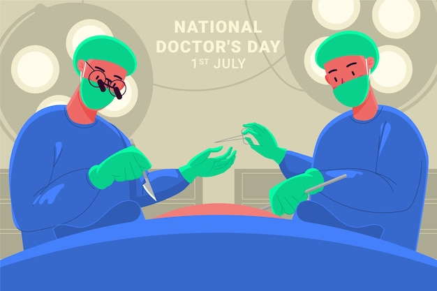 手描きの全国医師の日の背景