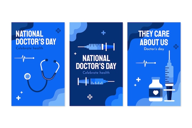 Free vector hand drawn national doctor's day cards collection