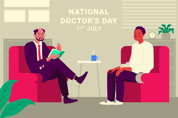 Нарисованная рукой иллюстрация национального дня врача