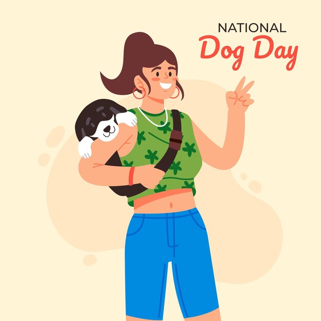 Hand drawn national dog day illustration