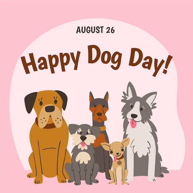 Hand drawn national dog day illustration