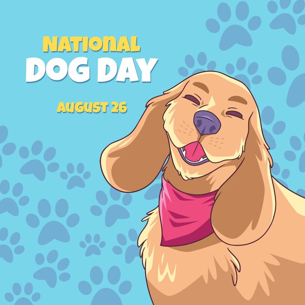 Hand drawn national dog day illustration