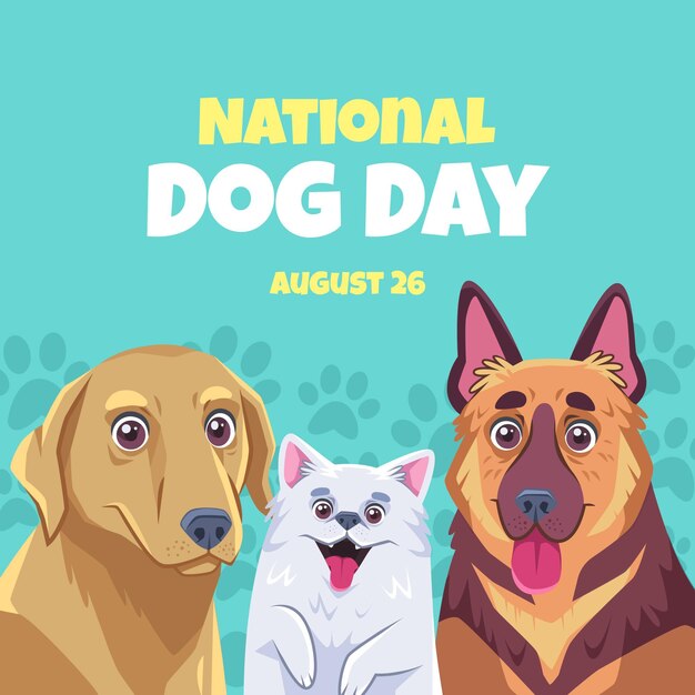 Hand drawn national dog day illustration