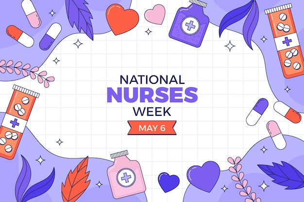 Hand drawn national nurses week background