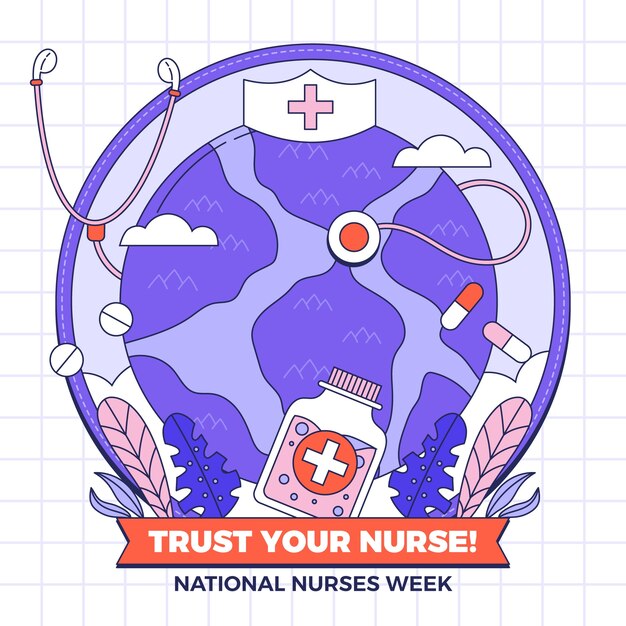 Hand drawn national nurses week illustration