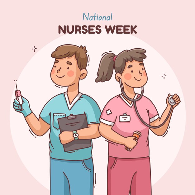 国立看護師週の手描きイラスト
