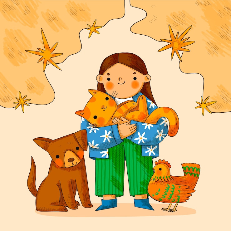 免費 Vector 手繪的國家寵物日插圖