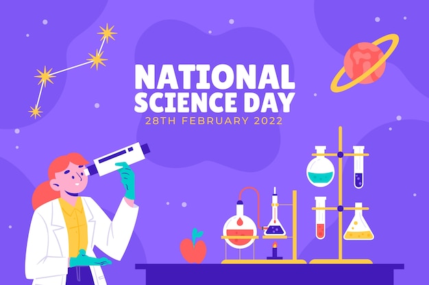 手描きの国立科学の日の背景