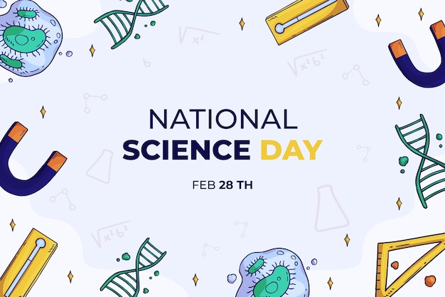 Hand drawn national science day background