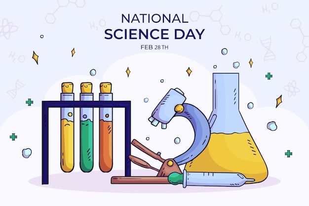 Free vector hand drawn national science day background