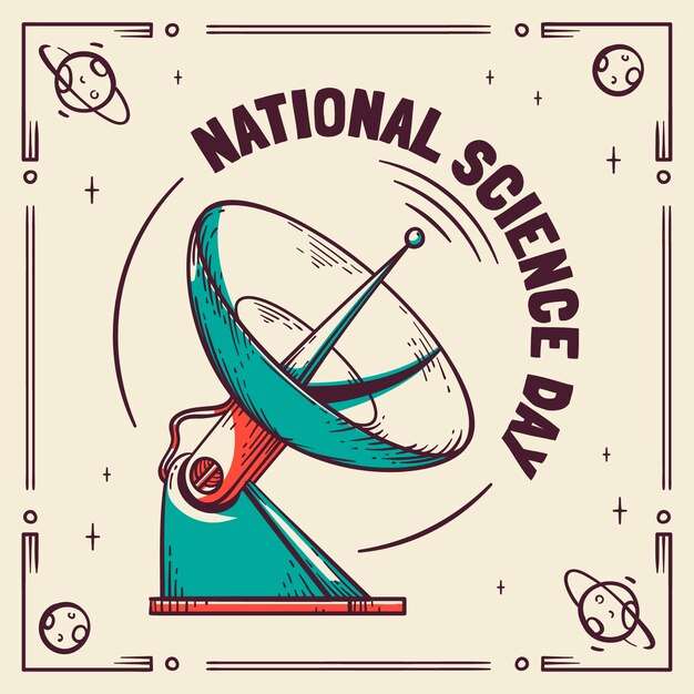 Hand drawn national science day illustration