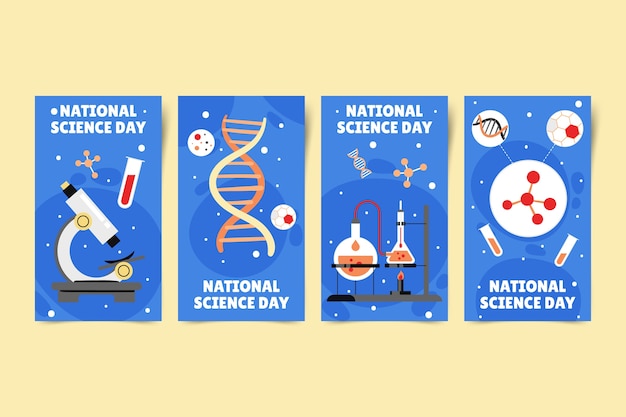 손으로 그린 국가 과학의 날 인스 타 그램 스토리 컬렉션