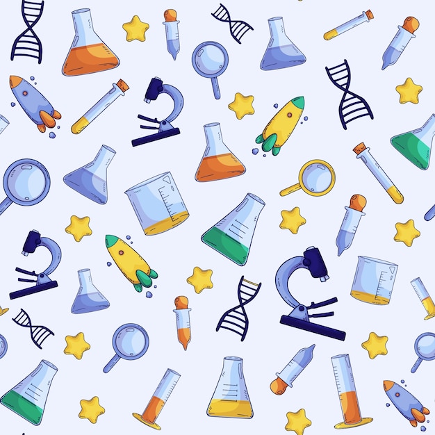 Hand drawn national science day pattern design